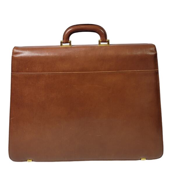 Vintage Leather Business Bag Briefcase Brown Attache Case Document Folder File - Picture 3 of 16